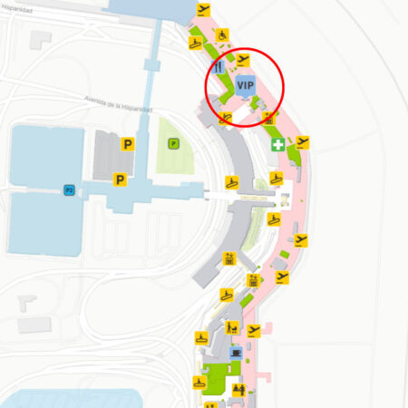 マドリード空港のターミナル２にあるラウンジの場所