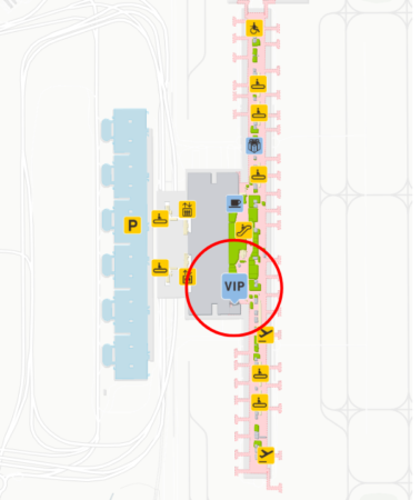 マドリード空港のターミナル4にあるラウンジの場所