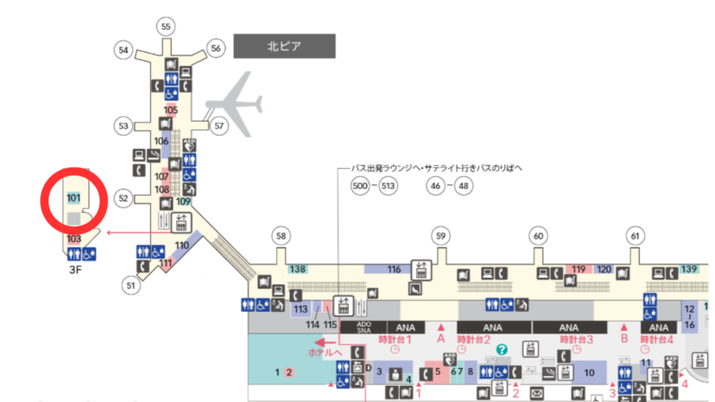 第2ターミナル「Power Lounge North」の場所